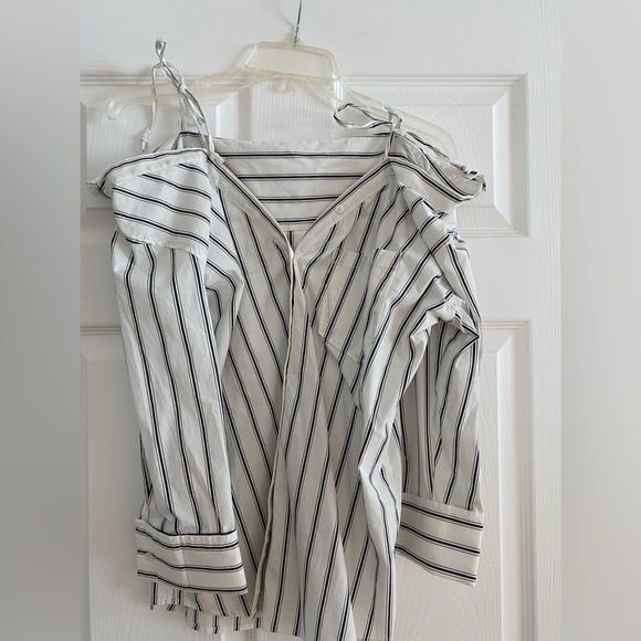 Joie Open Shoulder Striped Shirt with colar and sleeves - Picture 3 of 10